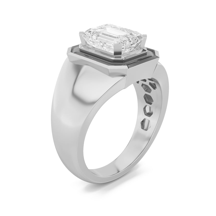 Emerald Shape Mens Ring lab grown diamond