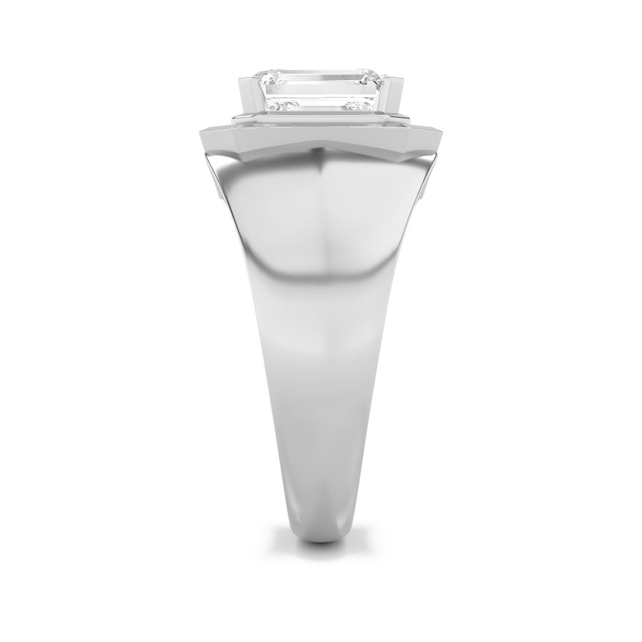 Emerald Shape Mens Ring lab grown diamond