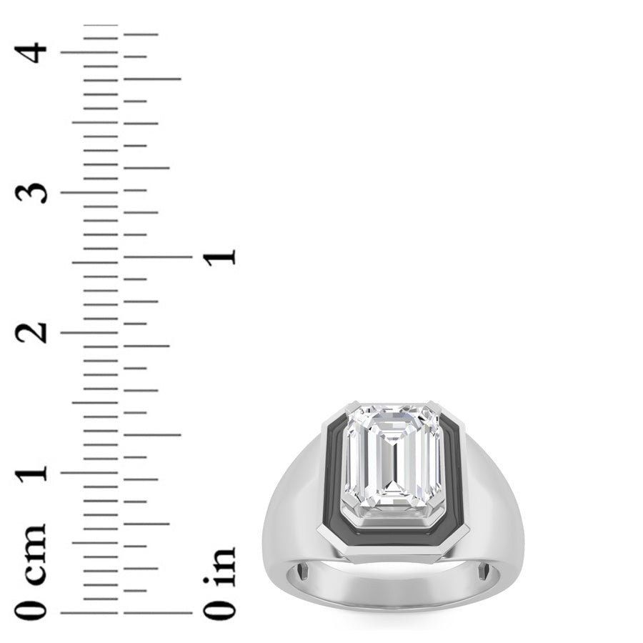 Emerald Shape Mens Ring lab grown diamond