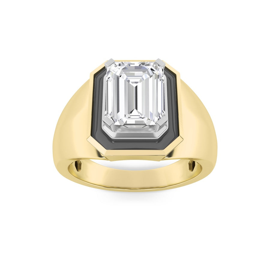3Cttw Emerald Shaped Lab Grown Diamond (F/VS) Mens Ring in 14K White Gold