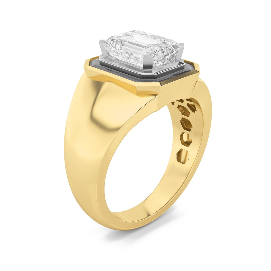Emerald Shape Mens Ring lab grown diamond