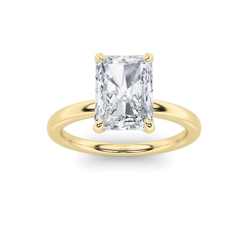 4CTW Radiant Shaped Lab Grown Diamond Classic Solitaire Ring in 14K Gold (F/VS)