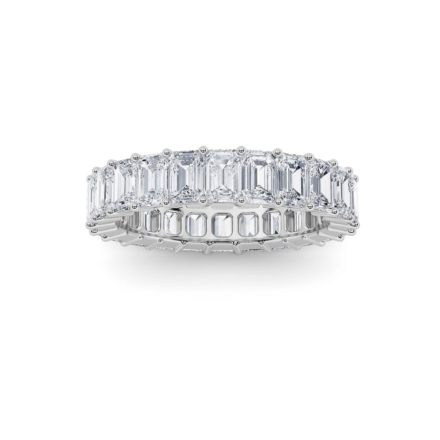 3Cttw Emerald Shaped Lab Grown Diamond Split ProngEternity Ring in 14K Gold (F/VS)