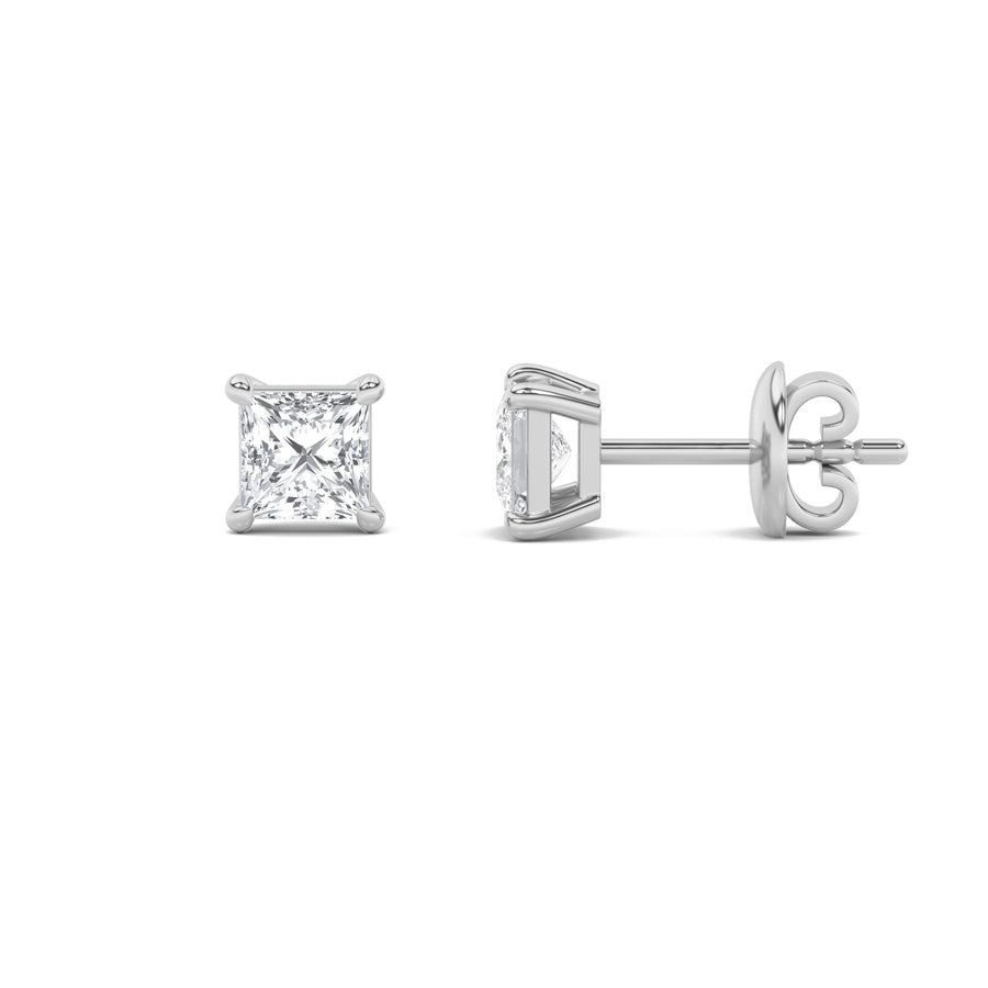 Princess Shape Classic Basket Set Stud Earrings lab grown diamond