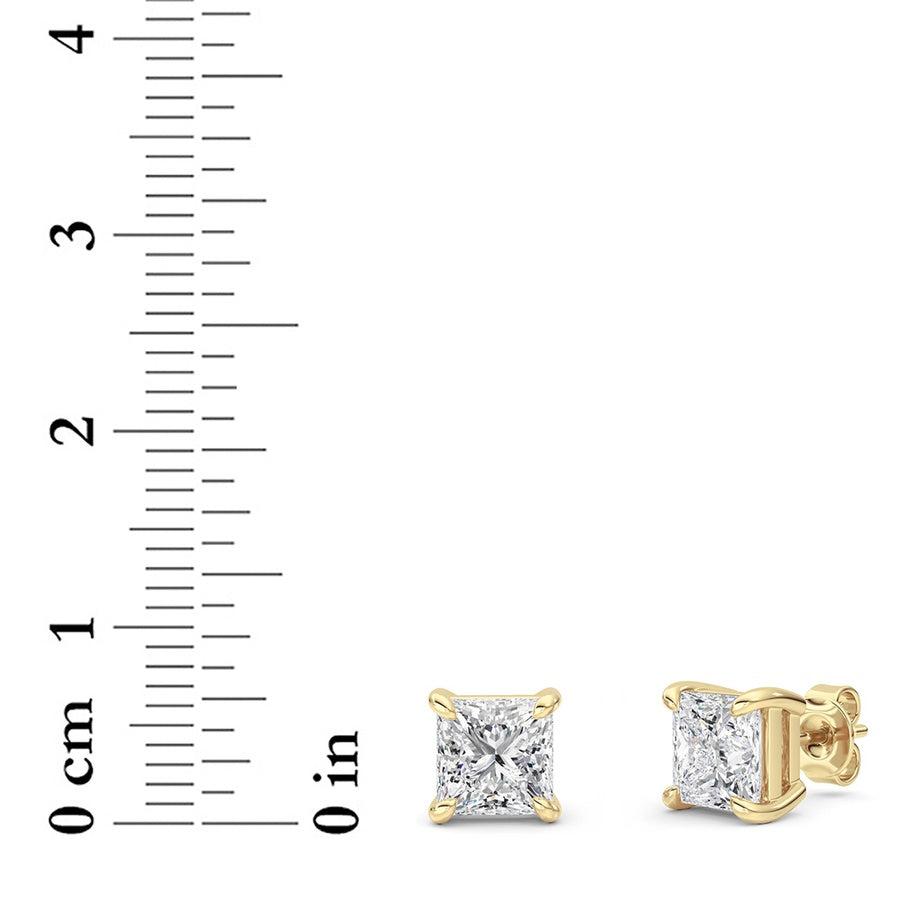 Princess Shape Classic Basket Set Stud Earrings lab grown diamond