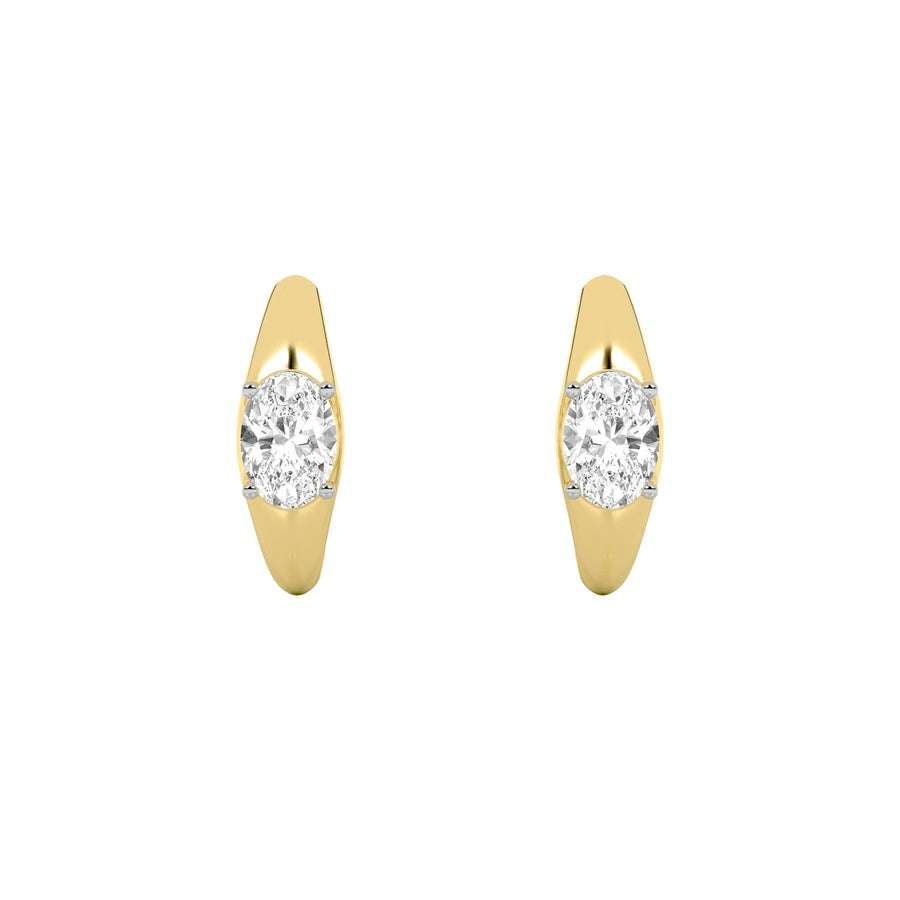 2Cttw Oval Shaped Lab Grown Diamond (G/VS) HuggieEarrings in 10K Gold
