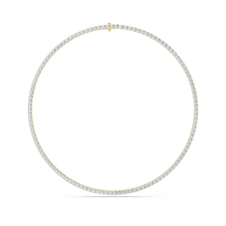 24.2Cttw Round Shaped Lab Grown Diamond Tennis Necklace in 14K Gold (F/VS)