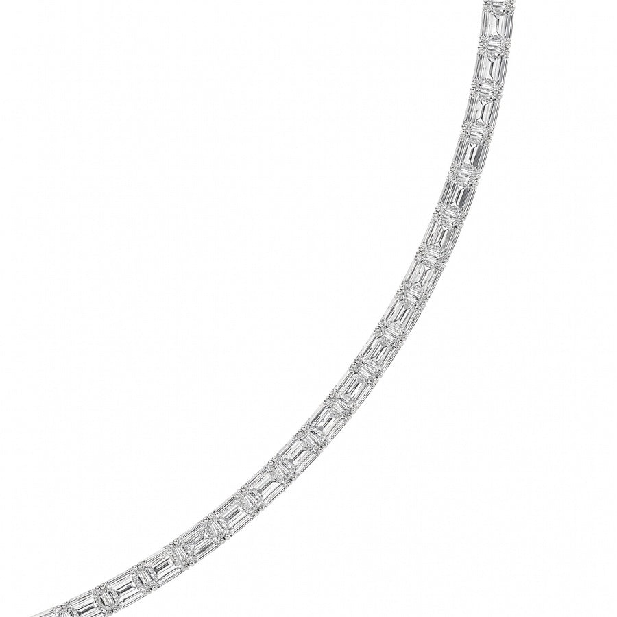 29Cttw Emerald Shaped Lab Grown Diamond Tennis Necklace in 14K Gold (F/VS)