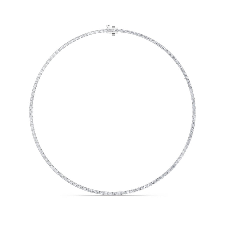 40Cttw Emerald Shaped Lab Grown Diamond Tennis Necklace in 14K Gold (F/VS)