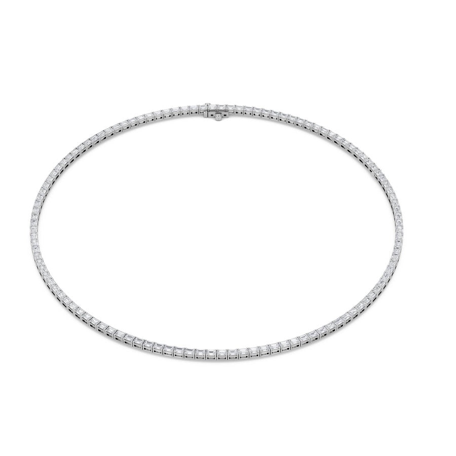 40Cttw Emerald Shaped Lab Grown Diamond Tennis Necklace in 14K Gold (F/VS)