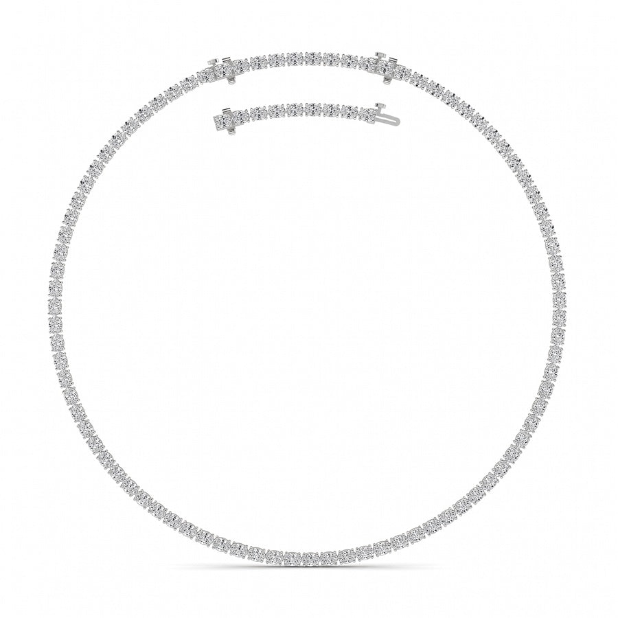 25Cttw Oval Shaped Lab Grown Diamond Tennis Necklace in 14K Gold (F/VS)