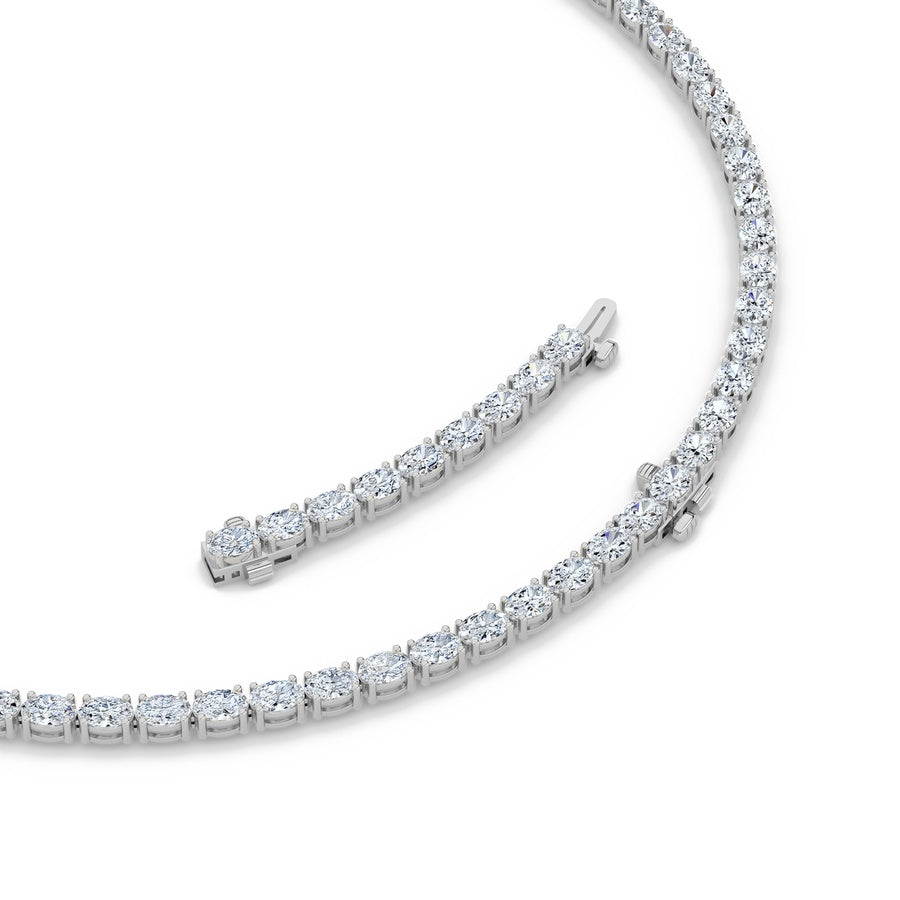25Cttw Oval Shaped Lab Grown Diamond Tennis Necklace in 14K Gold (F/VS)