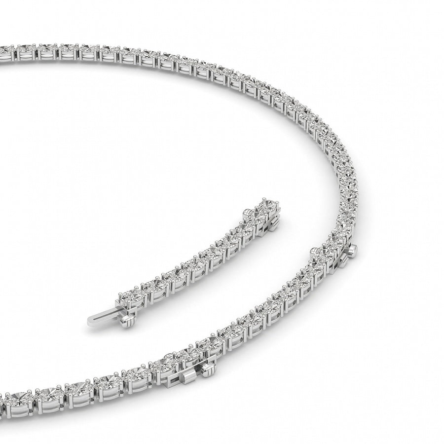 25Cttw Oval Shaped Lab Grown Diamond Tennis Necklace in 14K Gold (F/VS)