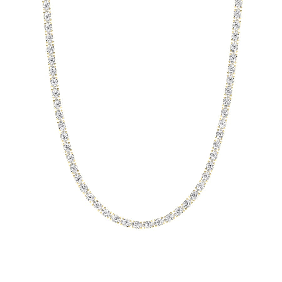 25Cttw Oval Shaped Lab Grown Diamond Tennis Necklace in 14K Gold (F/VS)