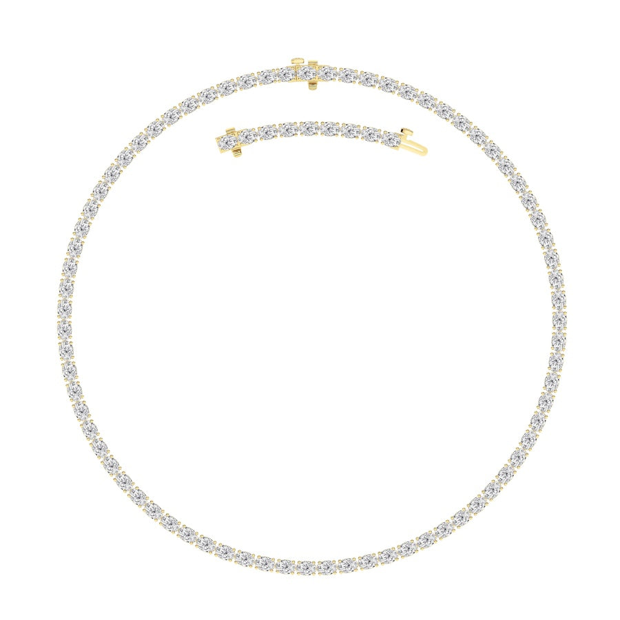 25Cttw Oval Shaped Lab Grown Diamond Tennis Necklace in 14K Gold (F/VS)