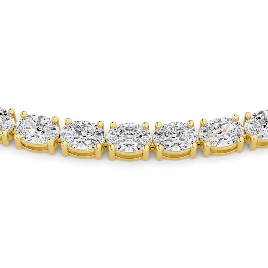 25Cttw Oval Shaped Lab Grown Diamond Tennis Necklace in 14K Gold (F/VS)