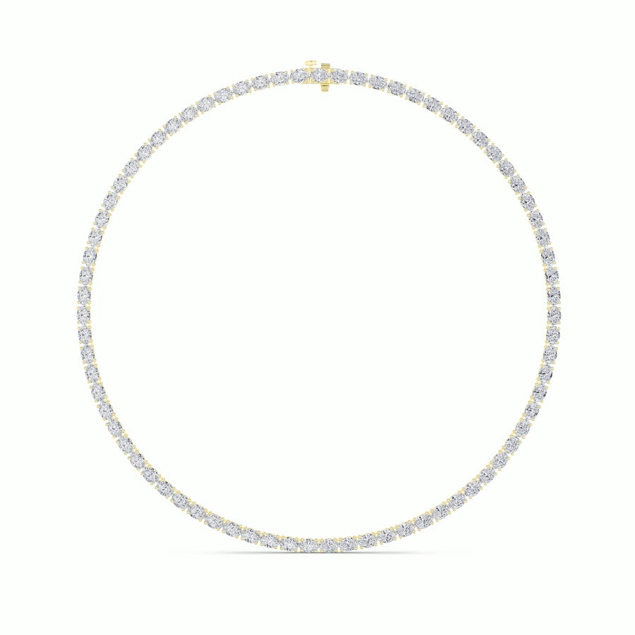 36Cttw Oval Shaped Lab Grown Diamond Tennis Necklace in 14K Gold (F/VS)