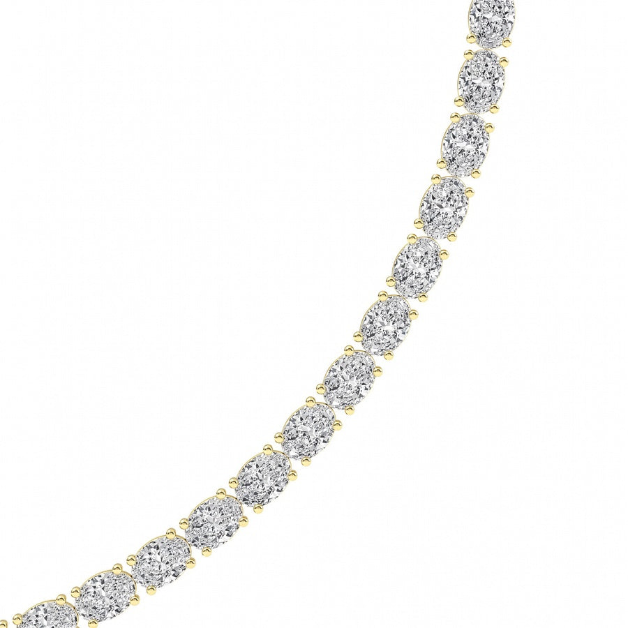 36Cttw Oval Shaped Lab Grown Diamond Tennis Necklace in 14K Gold (F/VS)