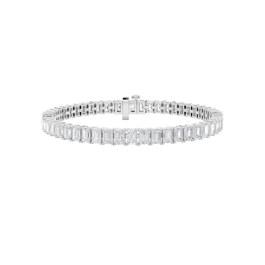 13CTW Emerald Shaped Lab Grown Diamond North South Bracelet in 14K Gold (F/VS)