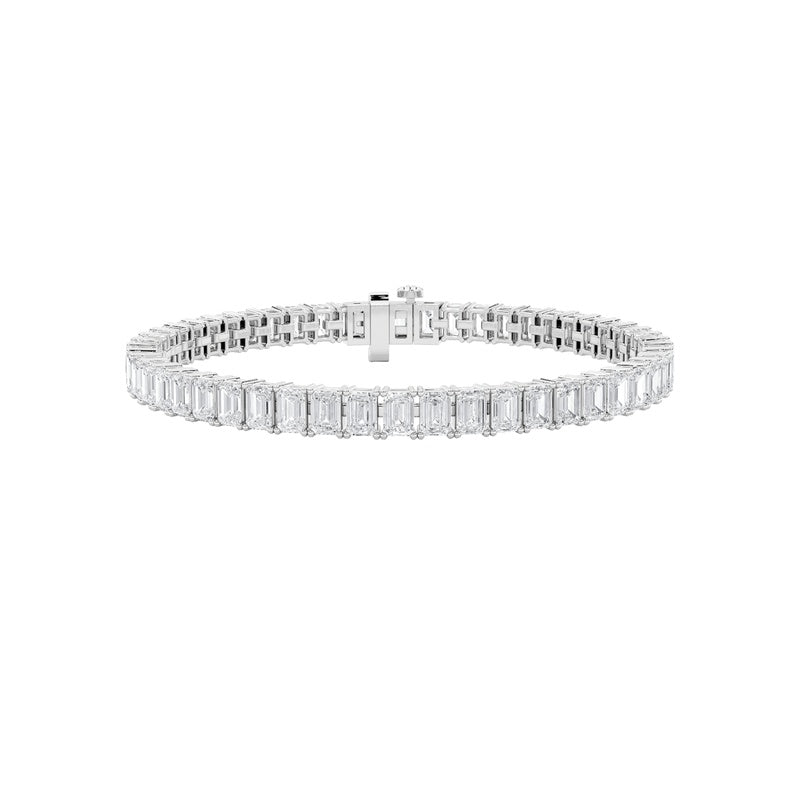 7CTW Emerald Shaped Lab Grown Diamond North South Bracelet in 14K Gold (F/VS)