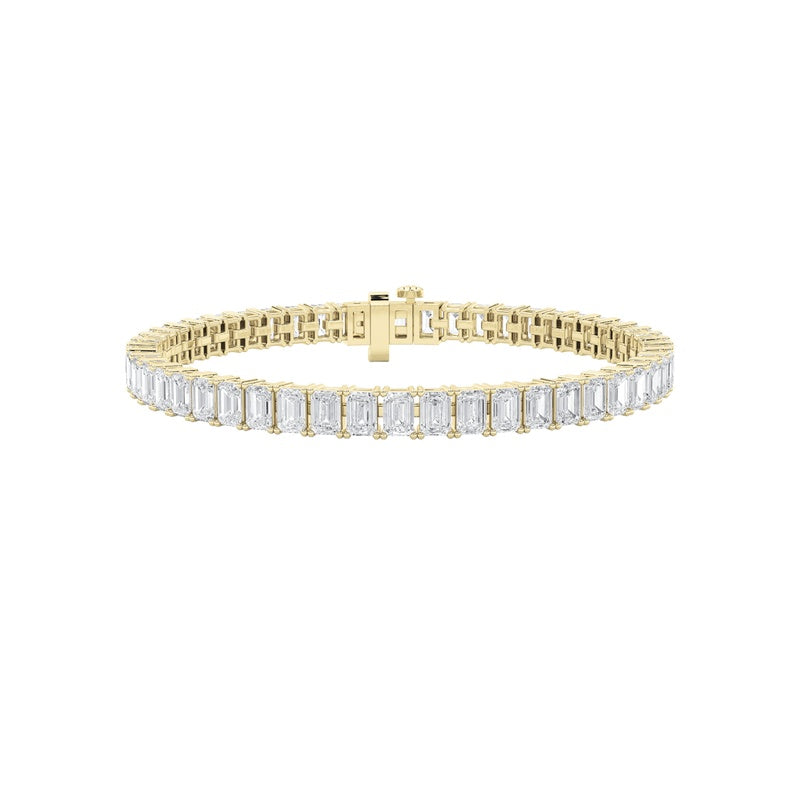 7CTW Emerald Shaped Lab Grown Diamond North South Bracelet in 14K Gold (F/VS)