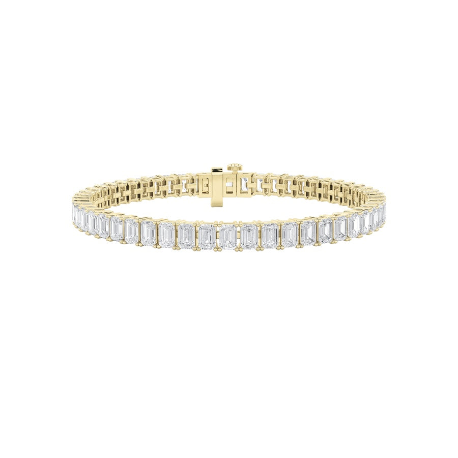 7CTW Emerald Shaped Lab Grown Diamond North South Bracelet in 14K Gold (F/VS)