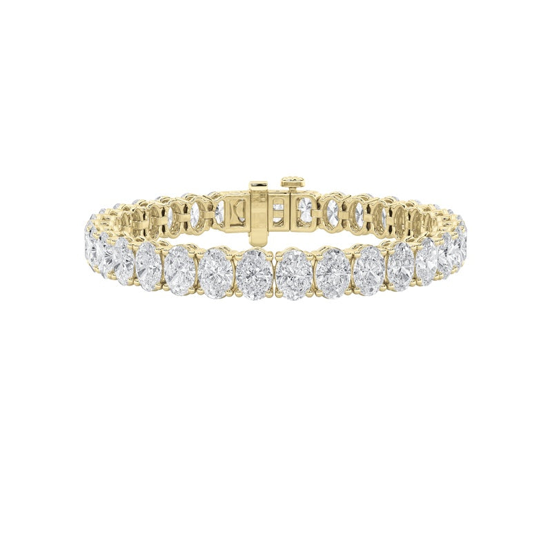 10CTW Oval Shaped Lab Grown Diamond North South Bracelet in 14K Gold (F/VS)