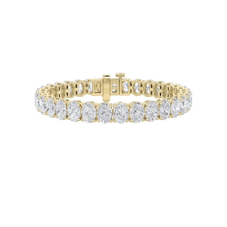 10CTW Oval Shaped Lab Grown Diamond North South Bracelet in 14K Gold (F/VS)