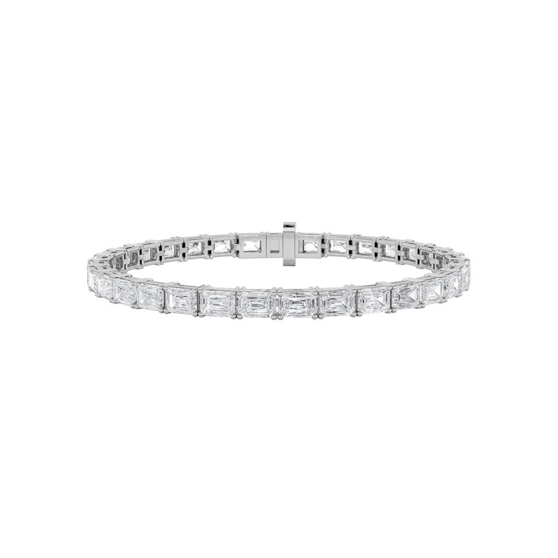 9.75CTW Emerald Shaped Lab Grown Diamond East & West Bracelet in 14K Gold (F/VS)