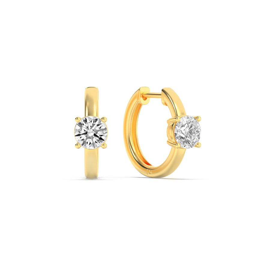 1.5Cttw Round Shaped Lab Grown Diamond (F/VS) Solitaire Huggie Earrings in 14K Gold