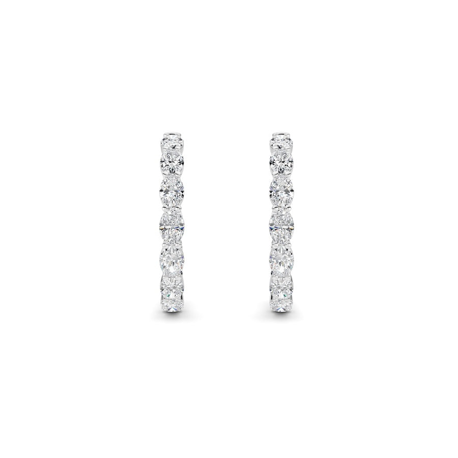 10Cttw Oval Shaped Lab Grown Diamond (F/VS) InsideOut Hoop Earrings in 14K White Gold