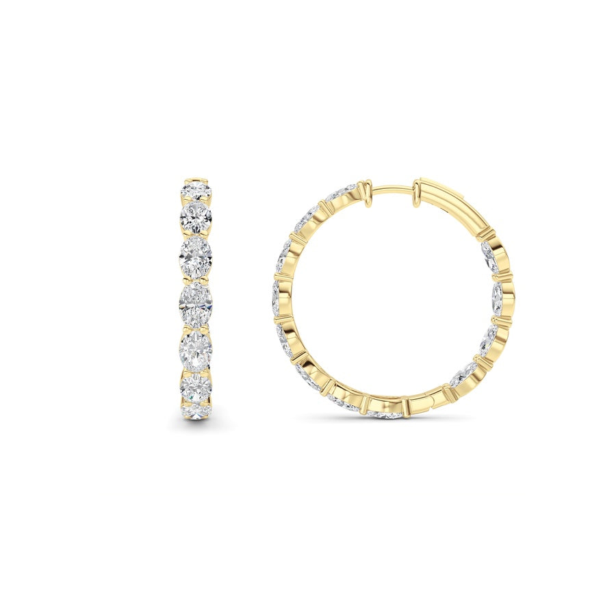 10Cttw Oval Shaped Lab Grown Diamond (F/VS) InsideOut Hoop Earrings in 14K White Gold