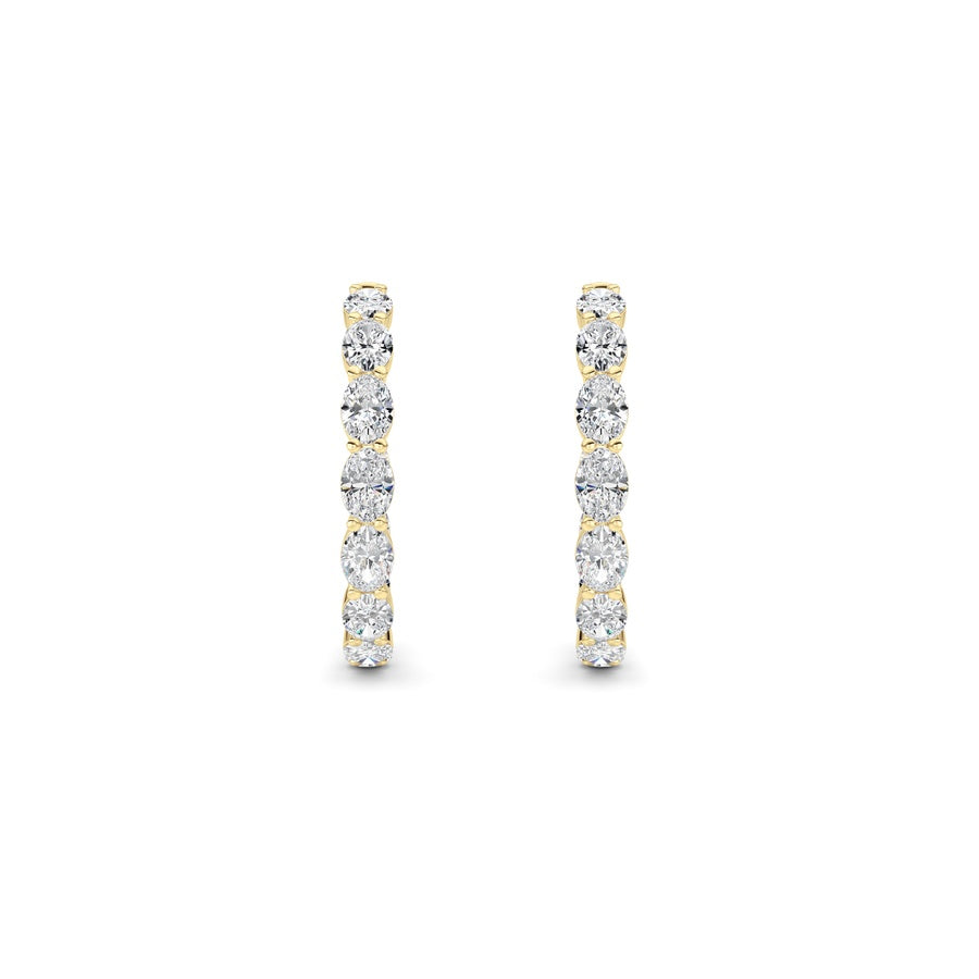 10Cttw Oval Shaped Lab Grown Diamond (F/VS) InsideOut Hoop Earrings in 14K White Gold