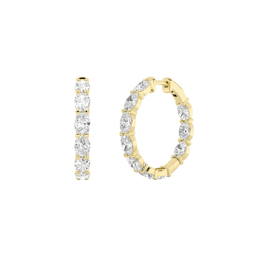 6Cttw Oval Shaped Lab Grown Diamond Inside Out Hoop Earrings in 14K Gold (F/VS)