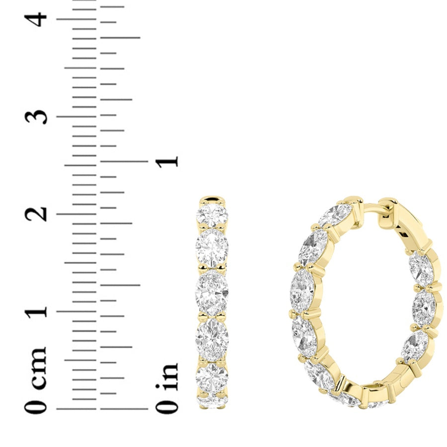 6Cttw Oval Shaped Lab Grown Diamond Inside Out Hoop Earrings in 14K Gold (F/VS)