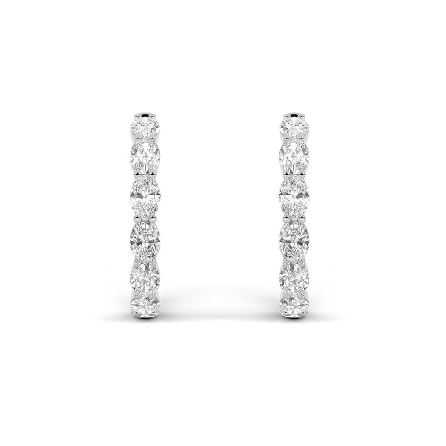 7Cttw Oval Shaped Lab Grown Diamond Inside Out Hoop Earrings in 14K Gold (F/VS)
