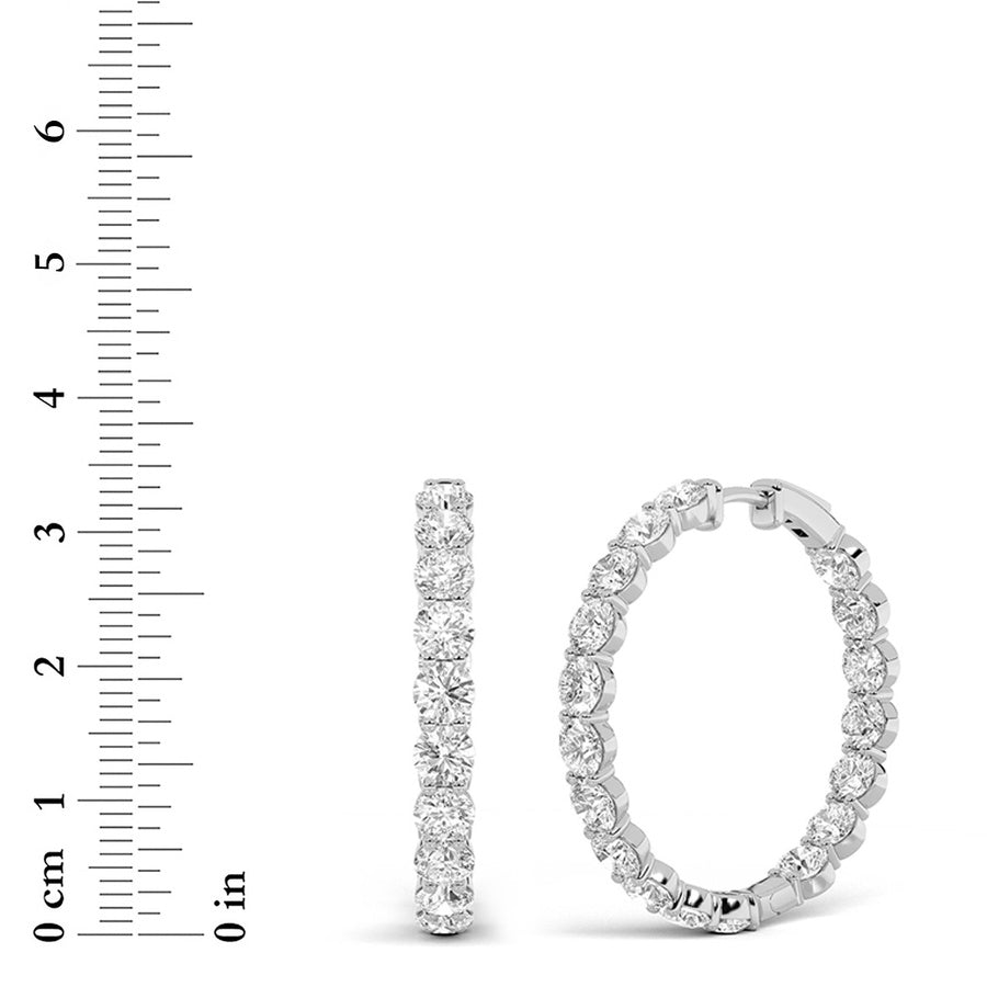 Round Shape Lab Grown Diamond Inside Out Hoop Earrings lab grown diamond