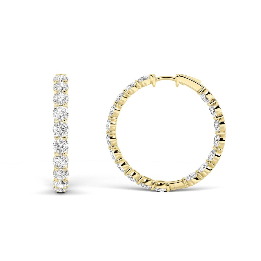 Round Shape Lab Grown Diamond Inside Out Hoop Earrings lab grown diamond