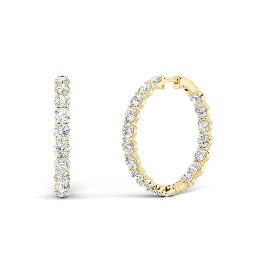 Round Shape Lab Grown Diamond Inside Out Hoop Earrings lab grown diamond