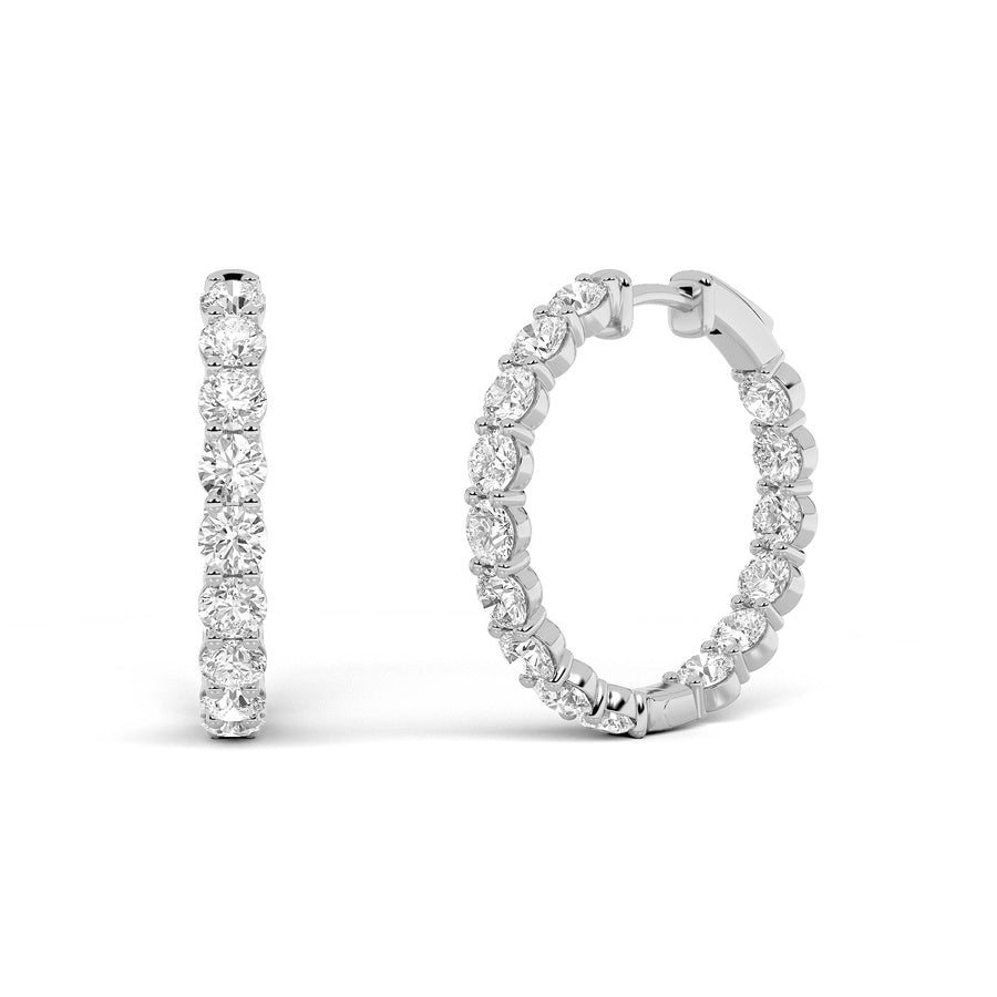 Round Shape Lab Grown Diamond Inside Out Hoop Earrings lab grown diamond