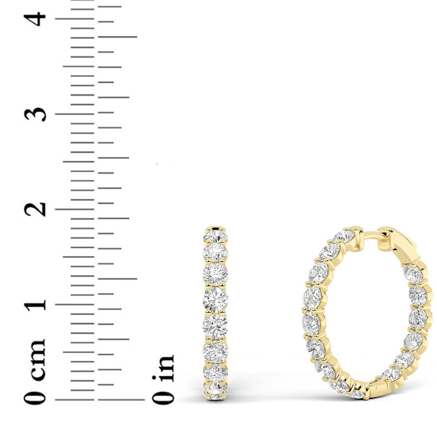 Round Shape Lab Grown Diamond Inside Out Hoop Earrings lab grown diamond
