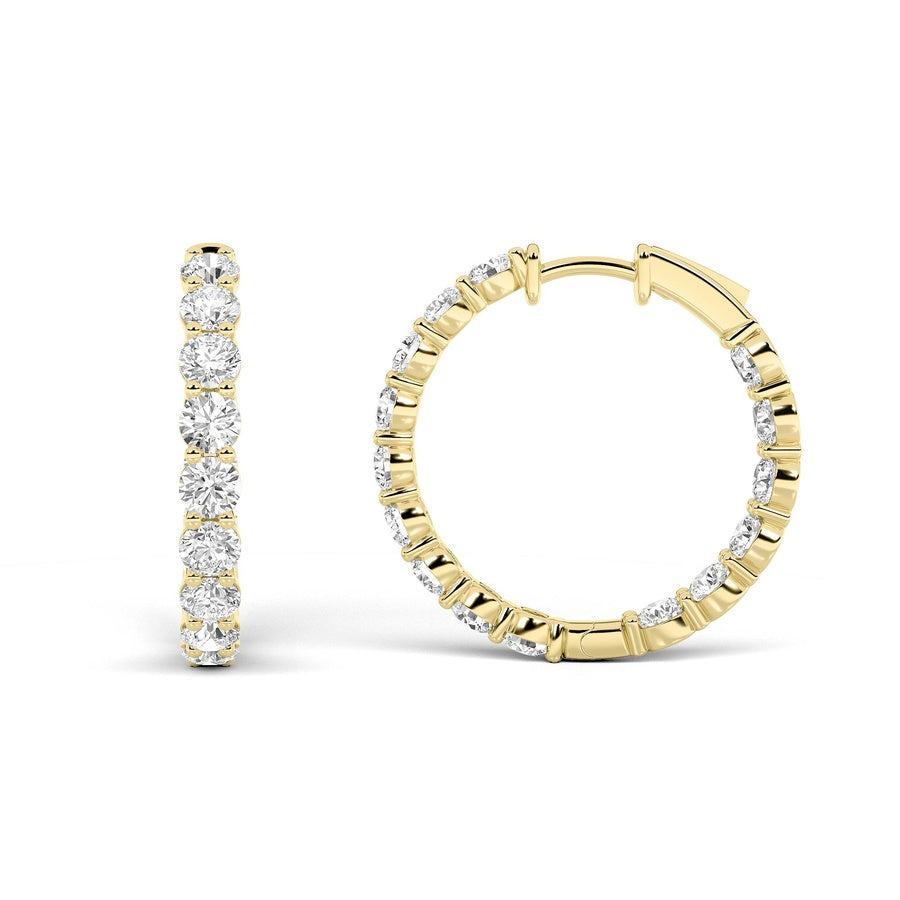 Round Shape Lab Grown Diamond Inside Out Hoop Earrings lab grown diamond