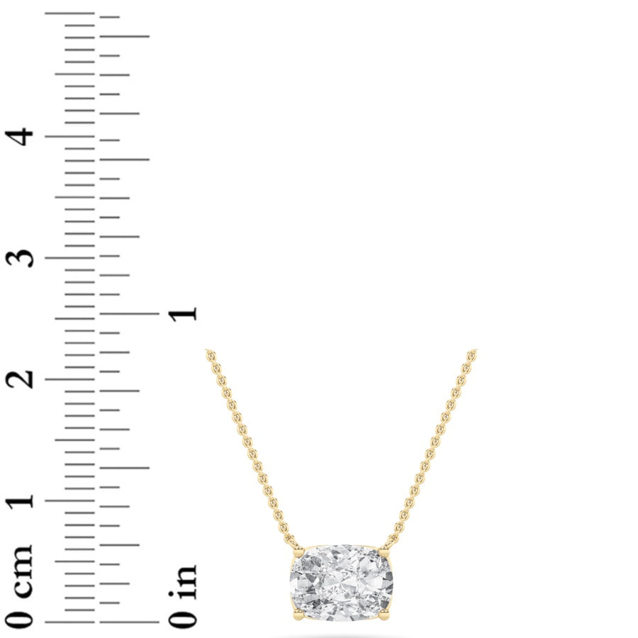 Cushion Shape East West Solitaire Necklace lab grown diamond