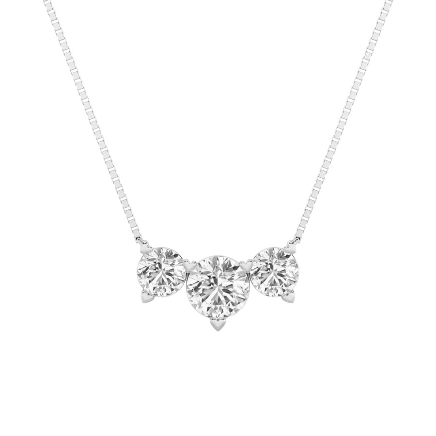 2Cttw Round Shaped Lab Grown Diamond (F/VS) ThreeStone Necklace in 14K Gold