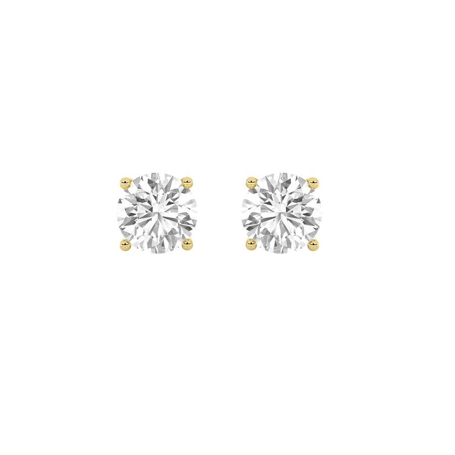 3Cttw Round Shaped Lab Grown Diamond 4 Prong StudEarrings in 14K Gold (G/VS)