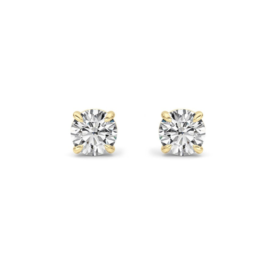 3Cttw Round Shaped Lab Grown Diamond 4 Prong StudEarrings in 14K Gold (G/VS)