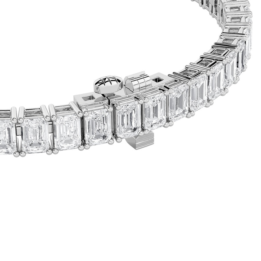 10Cttw Emerald Shaped Lab Grown Diamond (F/VS) Bracelet in 14K Gold