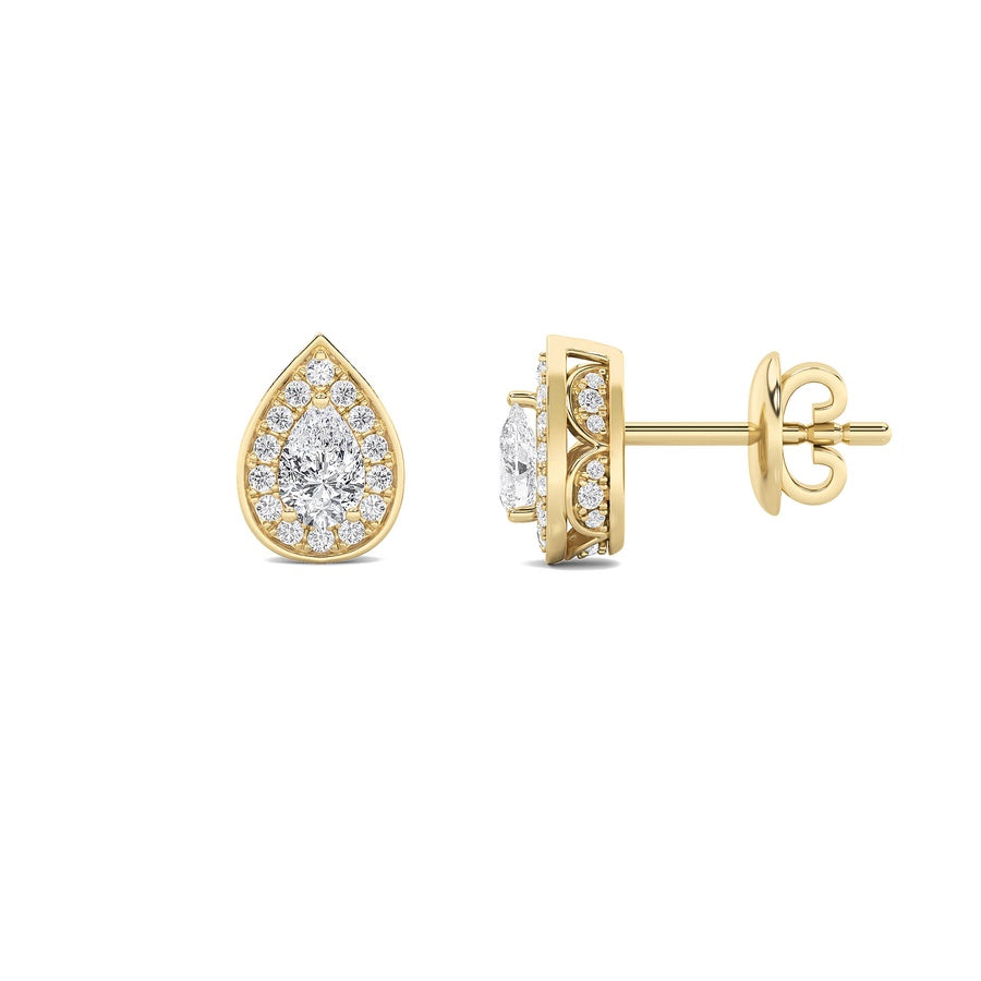 Pear Shape Lab Grown Diamond F Vvs Halo Stud Earrings lab grown diamond