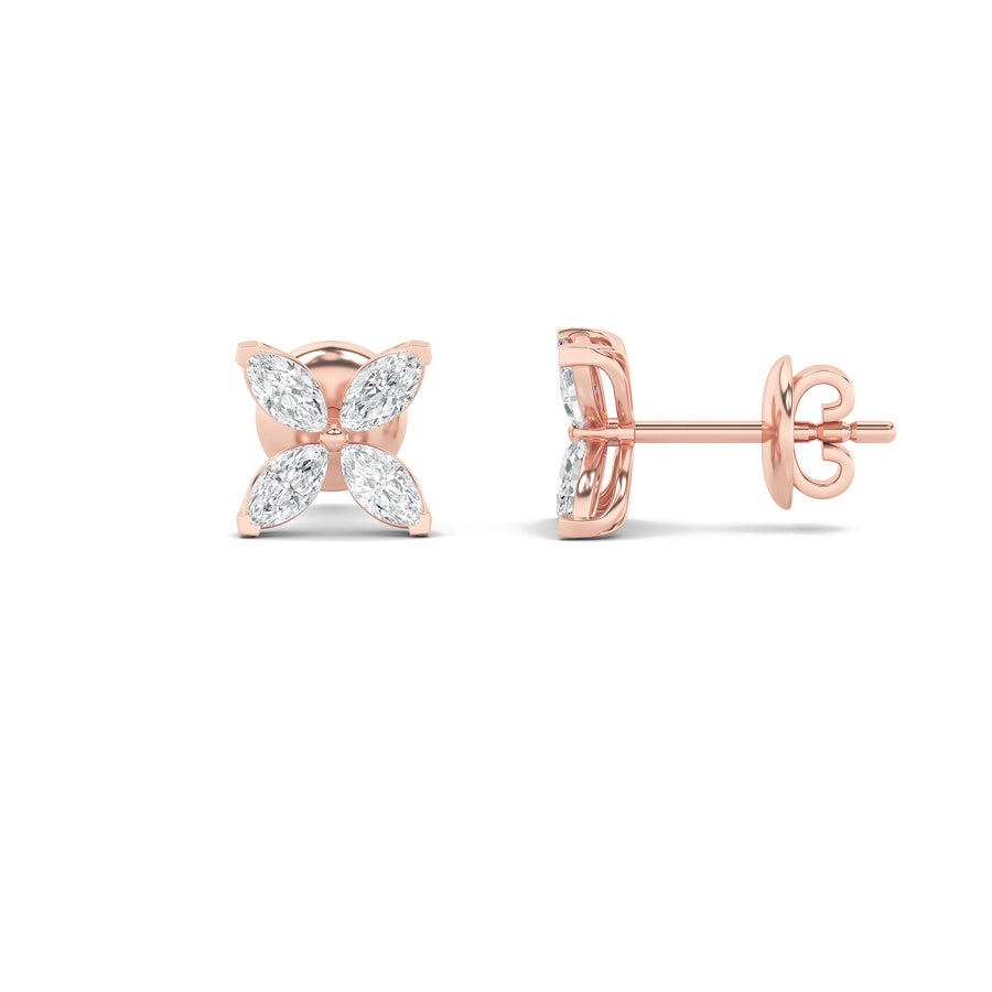 Marquise Shape Flower Earrings lab grown diamond