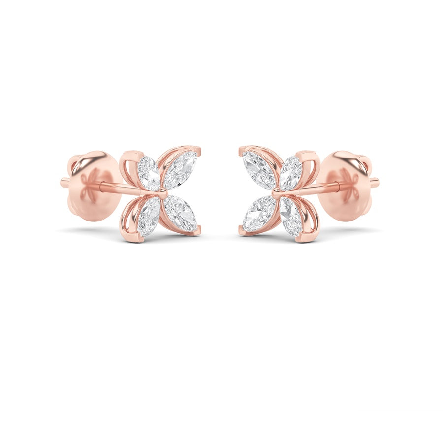 Marquise Shape Flower Earrings lab grown diamond